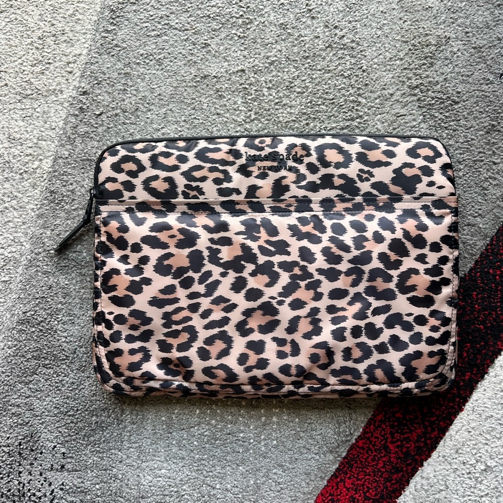 Kate Spade Leopard Print Puffer Laptop Sleeve
